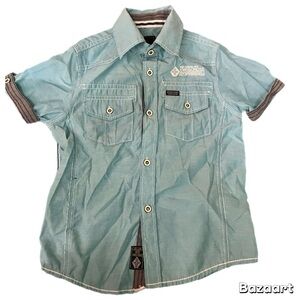 Sz 6 Boys Blue Button Front Shirt  Swiss Cross Denim